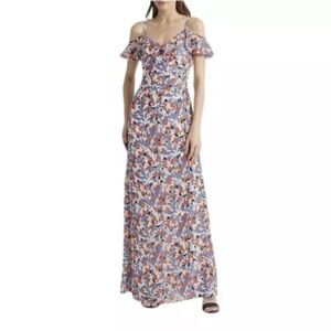 Lauren Ralph Lauren Women’s Multi Floral Cold Shoulder Gown Dress Size 16